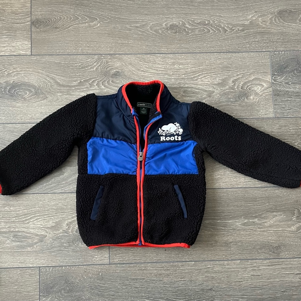 Roots Kids Black and Blue Jacket with Red Trim